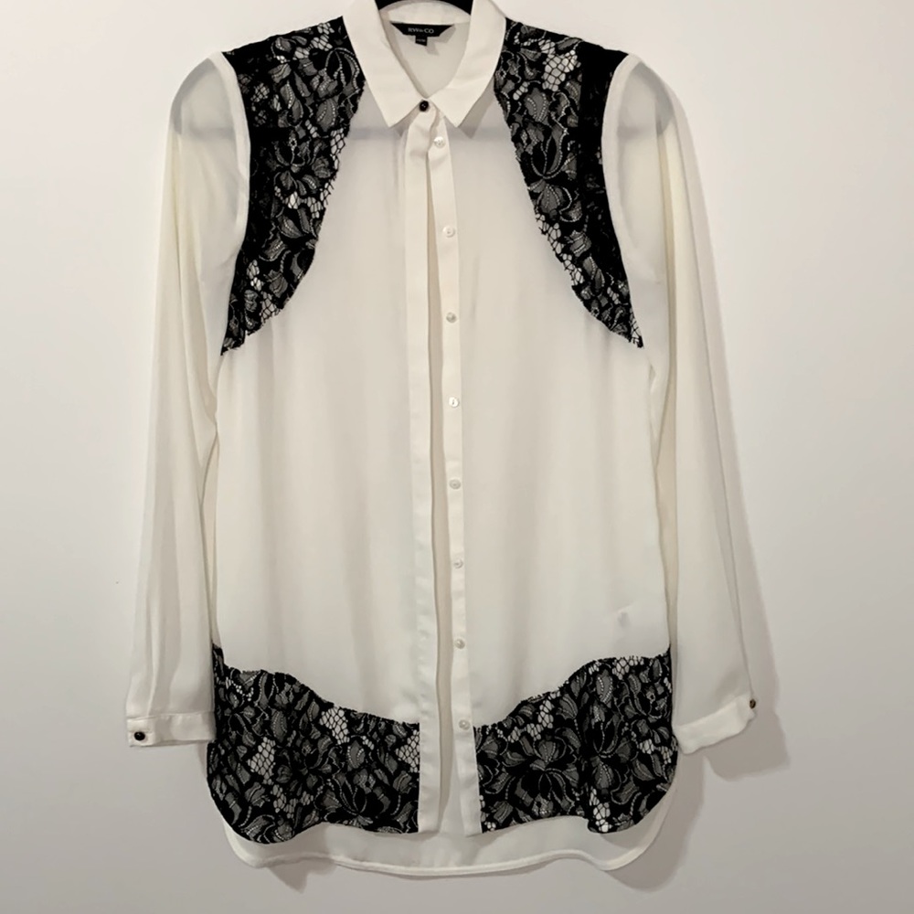 RW&CO White Blouse with Lace Details